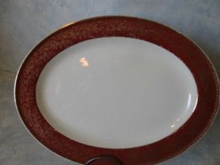 hostess shape oval platter maroon by edwin knowles time left