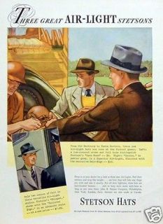 1937 Stetson Air Light Hats Open Road Casino Whippet Tailored Edge 