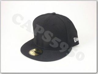 New Era Blank Black Fitted Hat 59Fifty Cap 5950 Solid Black Hip Hop 