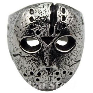 Mens Friday the 13th Jasons Mask Biker Horror Stainless Steel Ring 