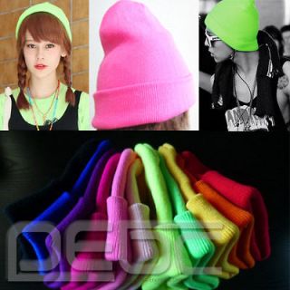   Men Women Bboy Warm Acrylic Knit Wrap Ski Beanie Neon Color Skull Hat