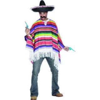 Adult Mens Mexican Poncho Wild West Smiffys Fancy Dress Costume