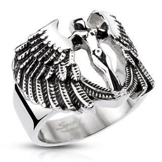Stainless Steel Archangel Goddess Angel Wings Cast Ring Band Size 9 13