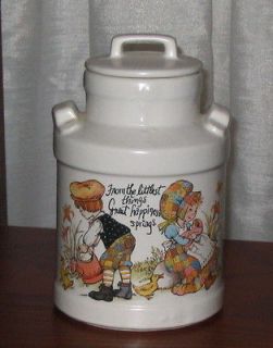 Vintage McCoy Happytime Holly Hobbie Type Milk Can Canister with Lid 