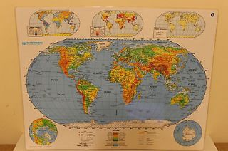 NYSTROM 22 X 18 WORLD TWO SIDED MAPS # 2UGH99 LAMINATED NEW 