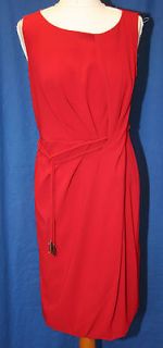 New Marella by Max Mara Red Drape Side Belted Shift Dress Sz 10 Rrp £ 