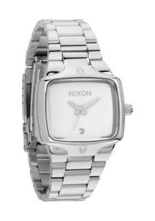 NIXON SMALL PLAYER WATCH WHITE FACE, STEEL CASE & STRAP WITH A DIAMOND 