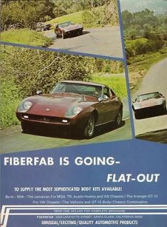 1968 69 FIBERFAB KIT CARS Fiber is going Flat Out ORIGINAL VINTAGE 