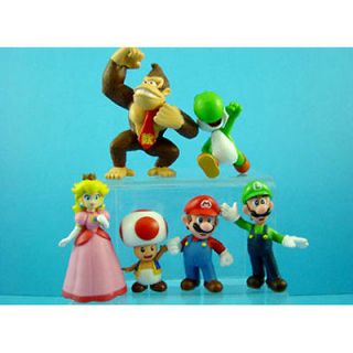 Set of 6 pcs Super Mario Bros Luigi Toad Yoshi 1.5   2.5 Figures Toy 