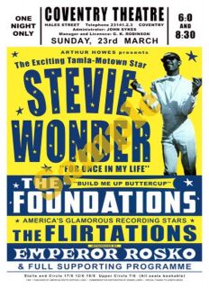 Steve Wonder vintage concert poster print Tamla Motown,Mod,Soul