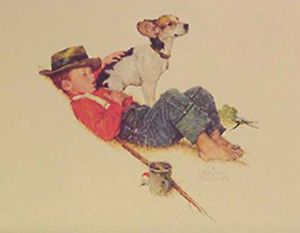   1970s Norman Rockwell A Boy and His Dog Print Portfolio 4 Prints MINT
