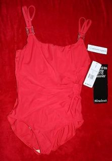 Miraclesuit Underwire Lisa Jane Style High Neck Sz 14 Retail $142 Red