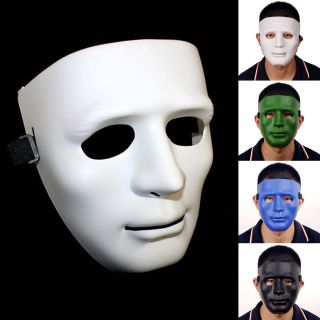 Color/Full Face Plastic Plain Mask Costume Party Dance Crew for Hip 