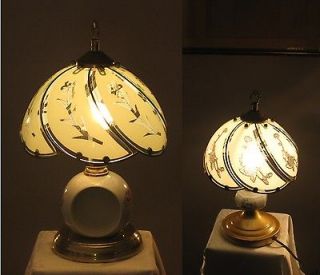 Newly listed vintage 2 SIDE BED LAMPS METAL BASE PAINTED GLASS 