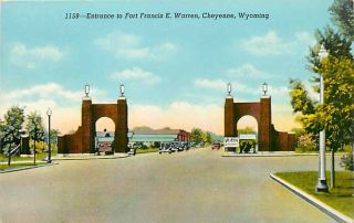 Cheyenne Wyoming WY 1941 Fort Francis E. Warren Main Entrance Vintage 