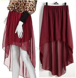 Elastic Waist Irregular swallow taile red Chiffon Mini Skirt Dress 