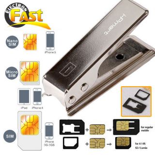 Micro/Standard to Nano SIM Card Cutter For Apple iPhone 5th Gen+2 FREE 