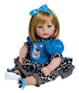   Vinyl Baby Girl Toddler Doll Cow Themed Blonde / Blue Eyes NEW