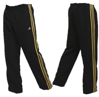 Mens Adidas Essentials 3S Black/Gold Sweat/Joggers/Tracksuit Pants XS 