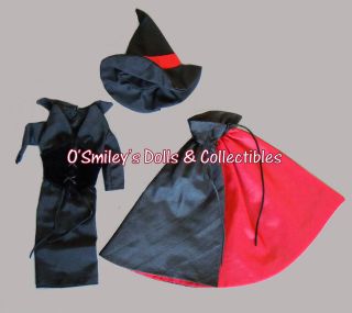 Hip BEWITCHED Witch Costume (Black Dress Reversable Cape Hat) Barbie 