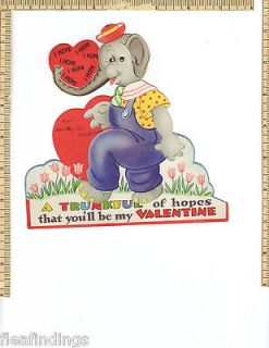 Vintage Valentine Mechanical Elephant A Trunk Full Of Heart Hopes Bib 