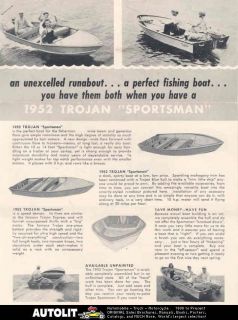1952 trojan sportsman motor boat sales brochure 
