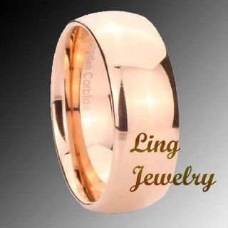 8mm tungsten rose gold ep dome men s ring sz