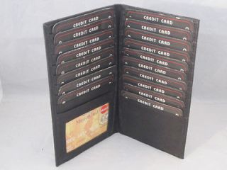 CREDIT CARD HOLDER TALL WALLET LEATHER BLACK NEW HOLDS 18 CARDS GIFT 