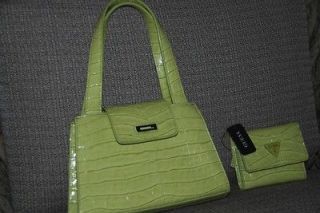 NEW GUESS LIME GREEN PURSE AND MATCHING GUESS LIME GREEN WALLET