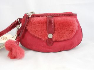   Australia Jester Red Suede Shearling Metallic Slim Wristlet 40032 $78