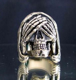 bronze biker ring grim reaper skull death totenkopf mc from