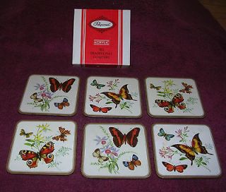 Coasters Pimpernel Set of 4 Butterflies Acrylic 1983 4X4 New in Box 
