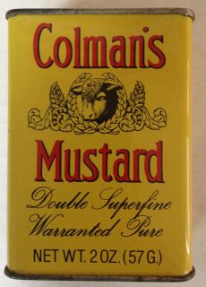 oz Colmans Mustard Yellow Tin Queen Elizabeth Paris 1878 Old 