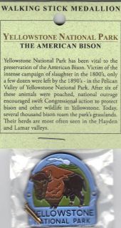 Yellowstone National Park   American Bison Hiking Stick Medallion 