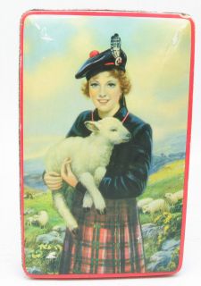 Scottish Girl   Lass w/Lamb *Thornes English Toffee Tin Vintage 
