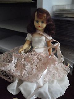   1950s Hard Plastic Storybook Girl in White and Pink Doll 6 Tall