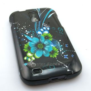 Black Blue Flowers Hard Case Snap On Cover For Samsung Galaxy S2 X 