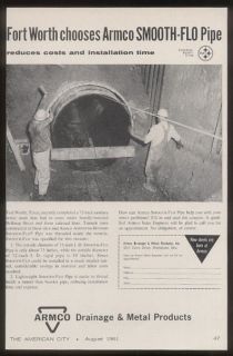 1961 fort worth sewer main photo armco steel print ad