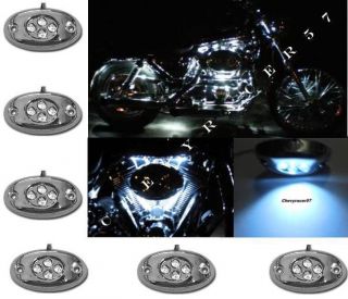 6PC WHITE LED CHROME MODULES MOTORCYCLE CHOPPER FRAME NEON GLOW LIGHTS 