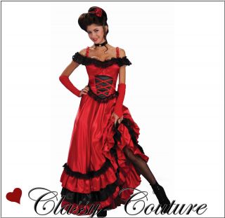 Western Saloon Girl Showgirl Can Can Fancy Dress Costume   Sz M/L/XL 