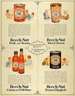 1927 Ad Beech Nut Catsup Pork Beans Bacon Spaghetti Canned Meal Food