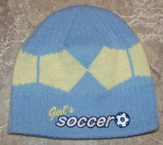 Bio Domes Headgear Girls Baby Blue Yellow Diamond Soccer Beanie Hat