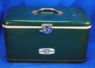 Vintage small Metal 1950s Hunter Green Thermos Cooler Ice Chest 19 