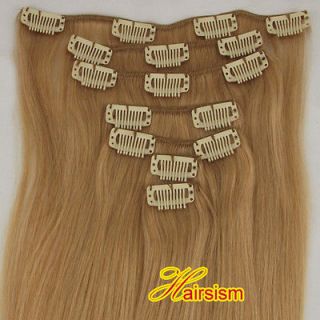 Super 20 7pcs on Clip in REAL Human hair Extensions 70g #27 Dark 