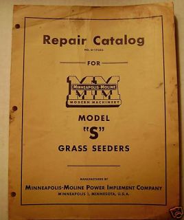 minneapolis moline s grass seeder parts catalog book mm time