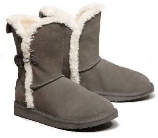Womens NEW AE American Eagle Gray Warm Fuzzy Soft Suede Ankle Boots 
