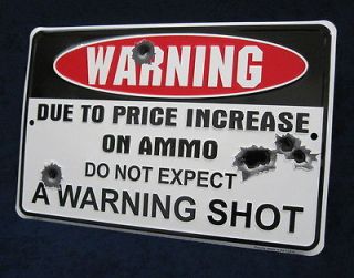 WARNING GUN SHOT Embossed Metal Tin Sign Man Cave Rifle Pistol Hunting 