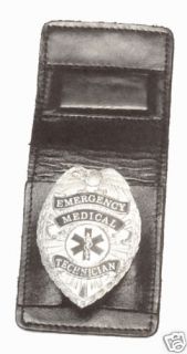 leather magnetic police badge shield case wallet holder time left