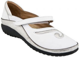 Naot Womens Matai White Silver Mary Jane Casual Leather Shoes