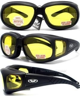   Yellow Lens Safety Glasses Fits Over Most Glasses Night Driving Z87